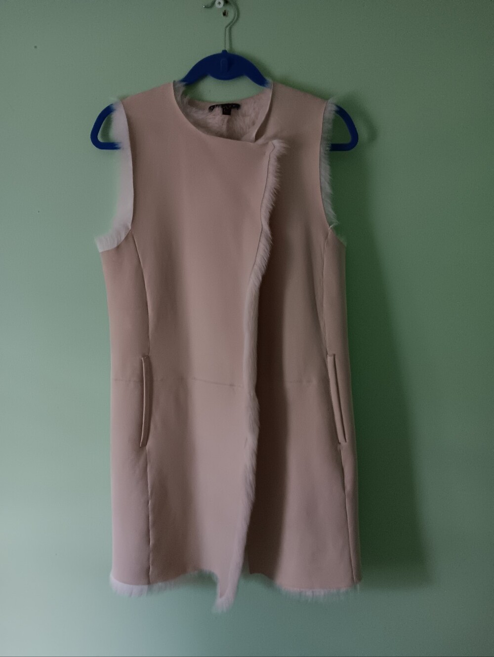 Theory Women's Beige Dyed Shearling Lambs Fur Lined Vest